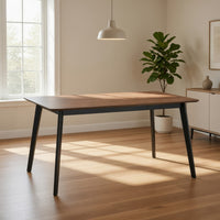 Bery Dining Table, 59 Inch Rectangular Brown Top, Scandinavian Black -BM333929