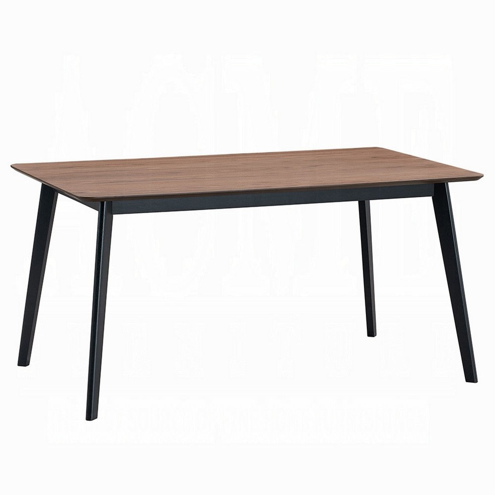 Bery Dining Table, 59 Inch Rectangular Brown Top, Scandinavian Black -BM333929