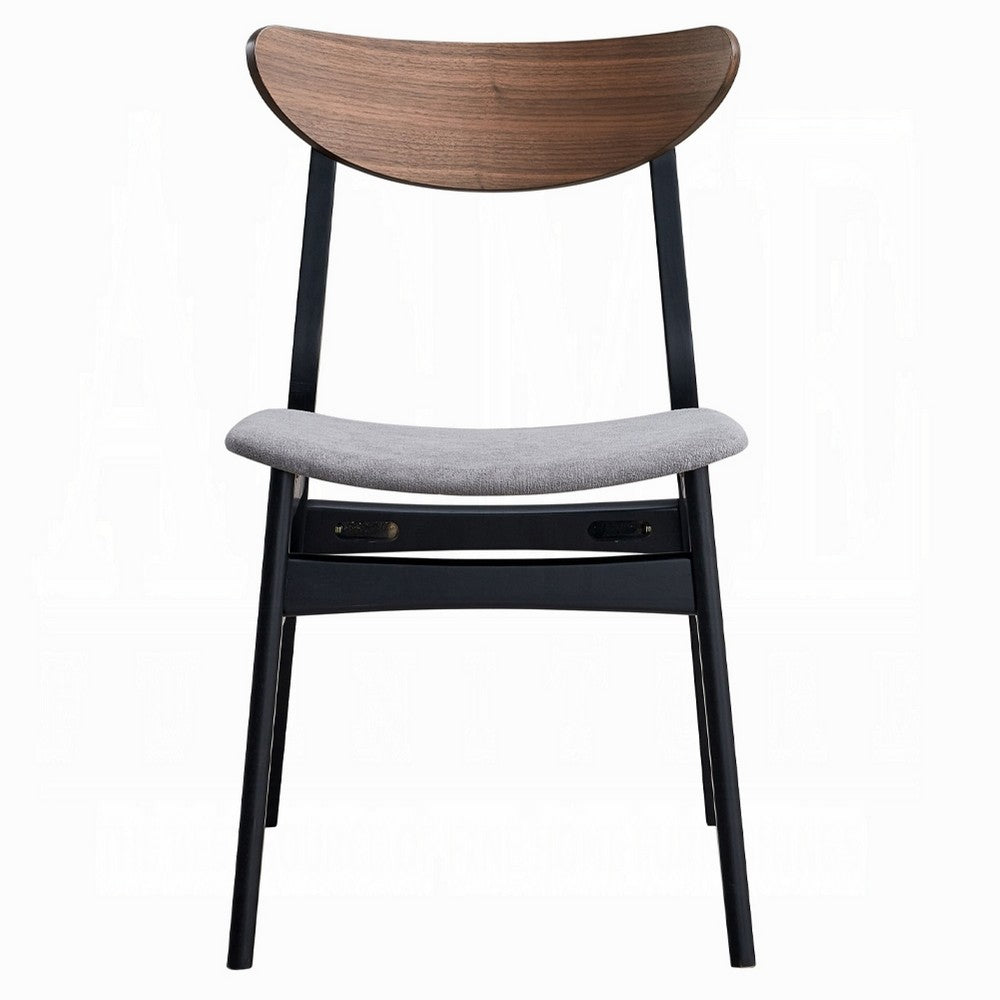 Bery Dining Side Chair Set of 2, Gray Linen Seat, Scandinavian Black -BM333930