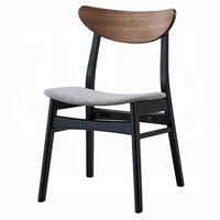 Bery Dining Side Chair Set of 2, Gray Linen Seat, Scandinavian Black -BM333930