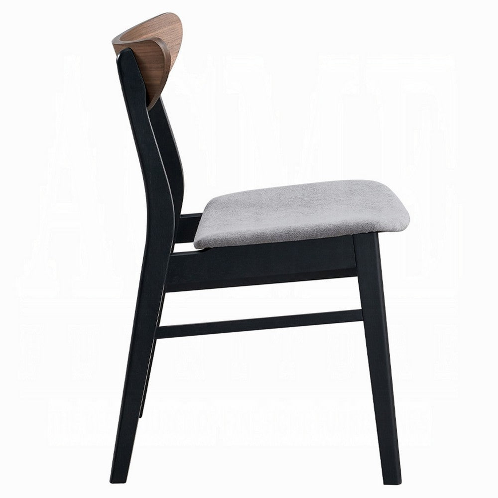 Bery Dining Side Chair Set of 2, Gray Linen Seat, Scandinavian Black -BM333930