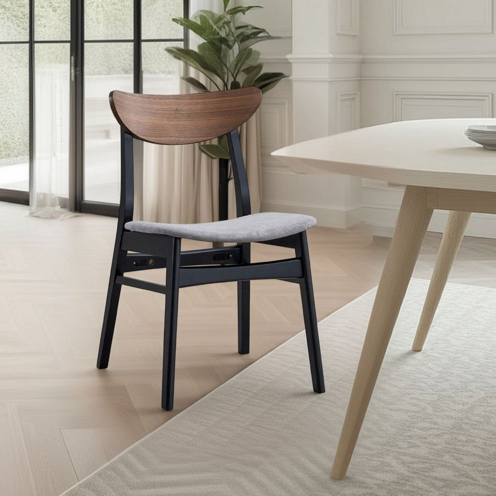 Bery Dining Side Chair Set of 2, Gray Linen Seat, Scandinavian Black -BM333930