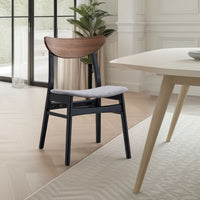 Bery Dining Side Chair Set of 2, Gray Linen Seat, Scandinavian Black -BM333930