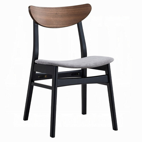 Bery Dining Side Chair Set of 2, Gray Linen Seat, Scandinavian Black -BM333930