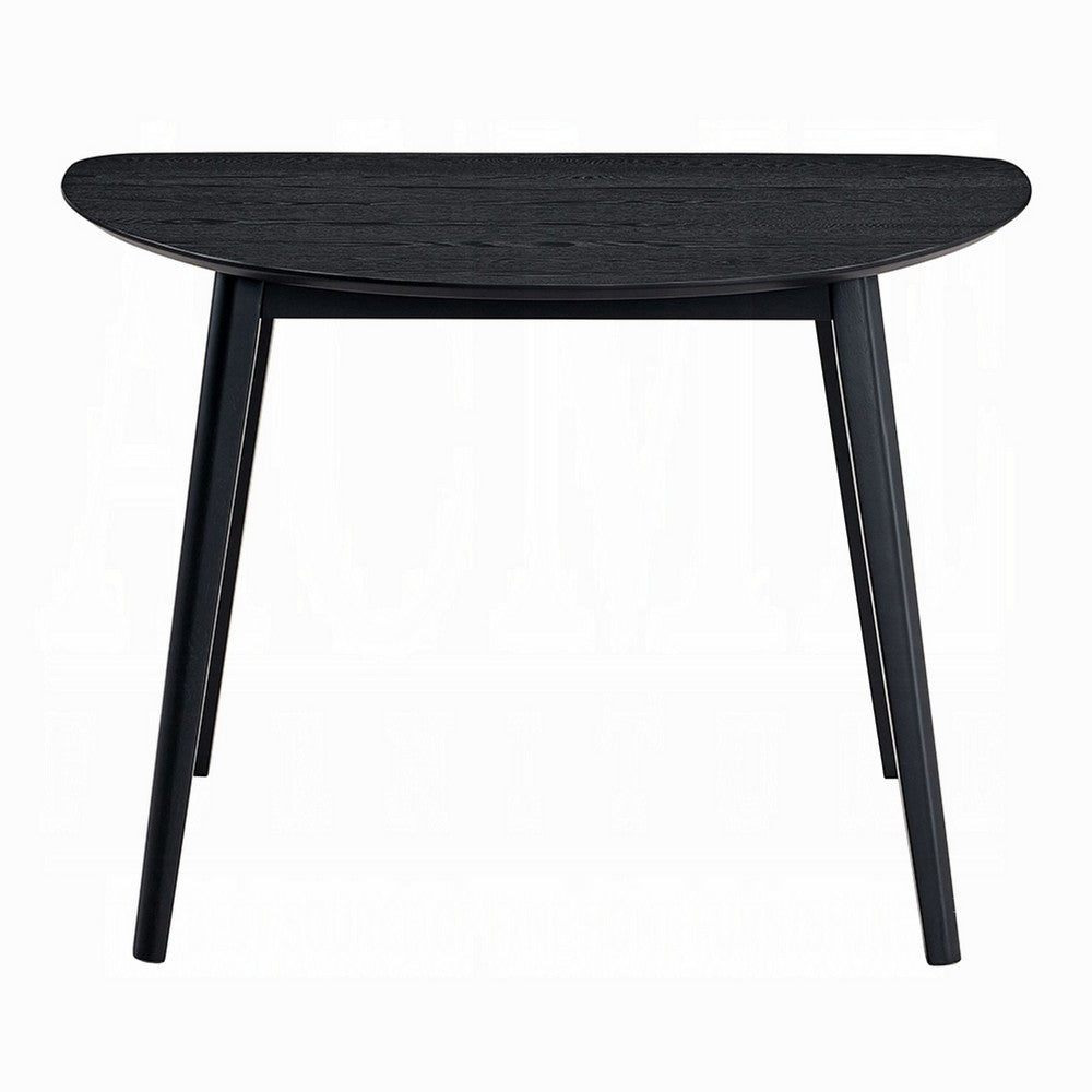Rory Dining Table, 43 Inch Half Moon Top, Scandinavian Black Wood -BM333931