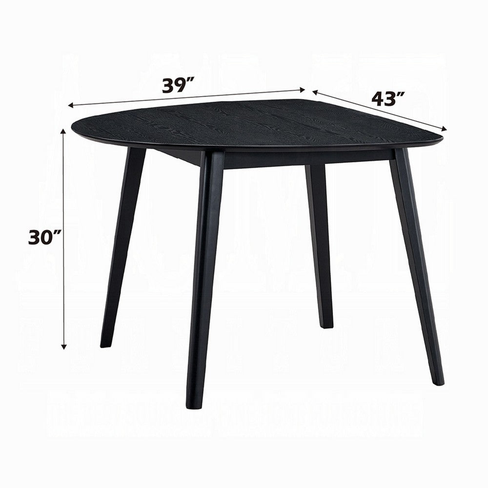 Rory Dining Table, 43 Inch Half Moon Top, Scandinavian Black Wood -BM333931