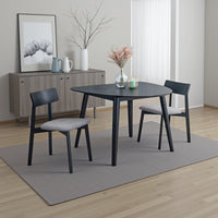 Rory Dining Table, 43 Inch Half Moon Top, Scandinavian Black Wood -BM333931