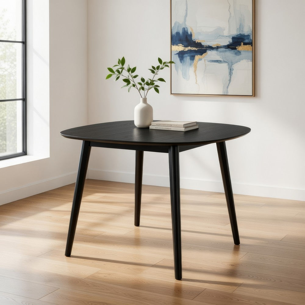 Rory Dining Table, 43 Inch Half Moon Top, Scandinavian Black Wood -BM333931