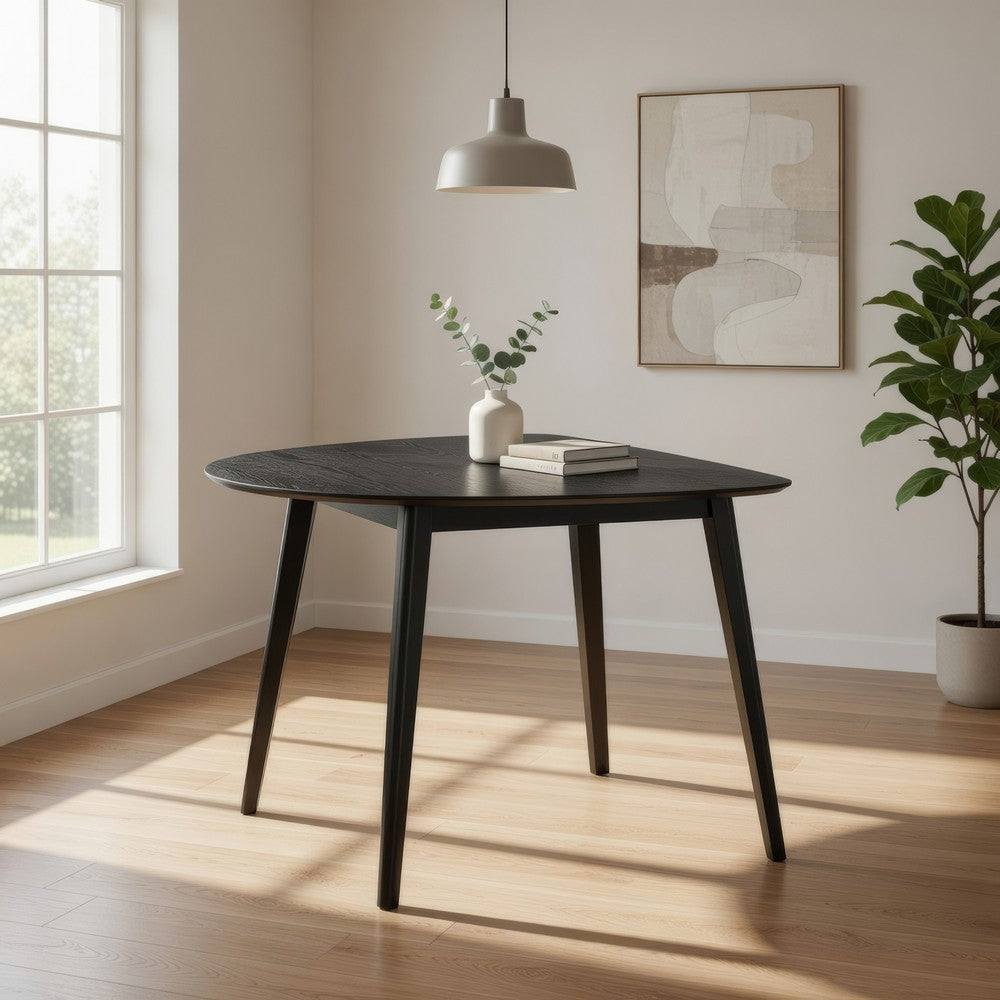 Rory Dining Table, 43 Inch Half Moon Top, Scandinavian Black Wood -BM333931