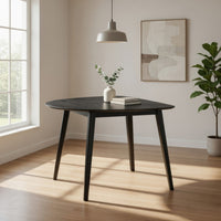 Rory Dining Table, 43 Inch Half Moon Top, Scandinavian Black Wood -BM333931