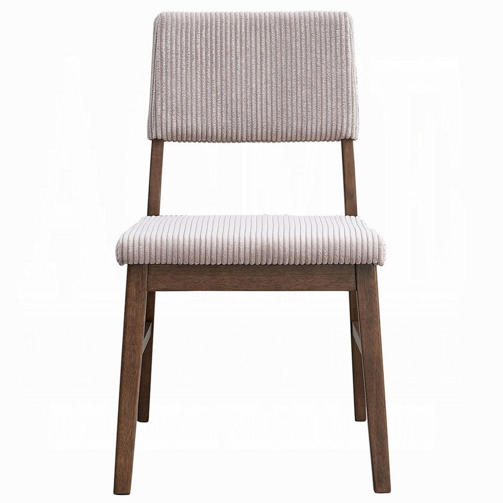 Koen Dining Side Chair Set of 2, Beige Corduroy Cushion, Walnut Brown -BM333933