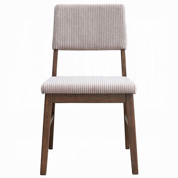 Koen Dining Side Chair Set of 2, Beige Corduroy Cushion, Walnut Brown -BM333933