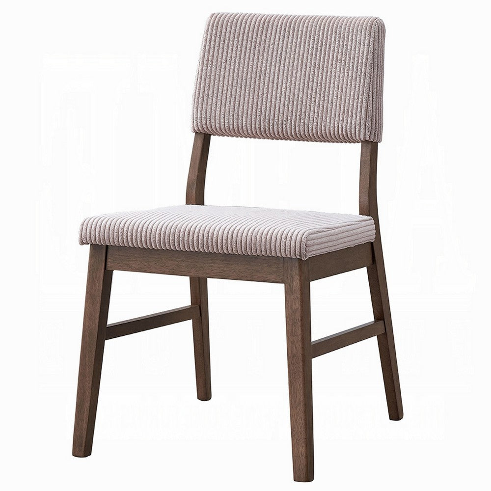 Koen Dining Side Chair Set of 2, Beige Corduroy Cushion, Walnut Brown -BM333933