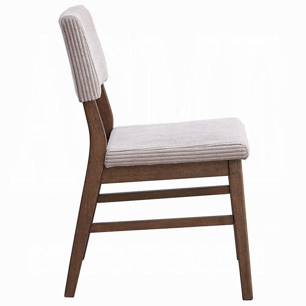 Koen Dining Side Chair Set of 2, Beige Corduroy Cushion, Walnut Brown -BM333933