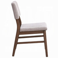 Koen Dining Side Chair Set of 2, Beige Corduroy Cushion, Walnut Brown -BM333933
