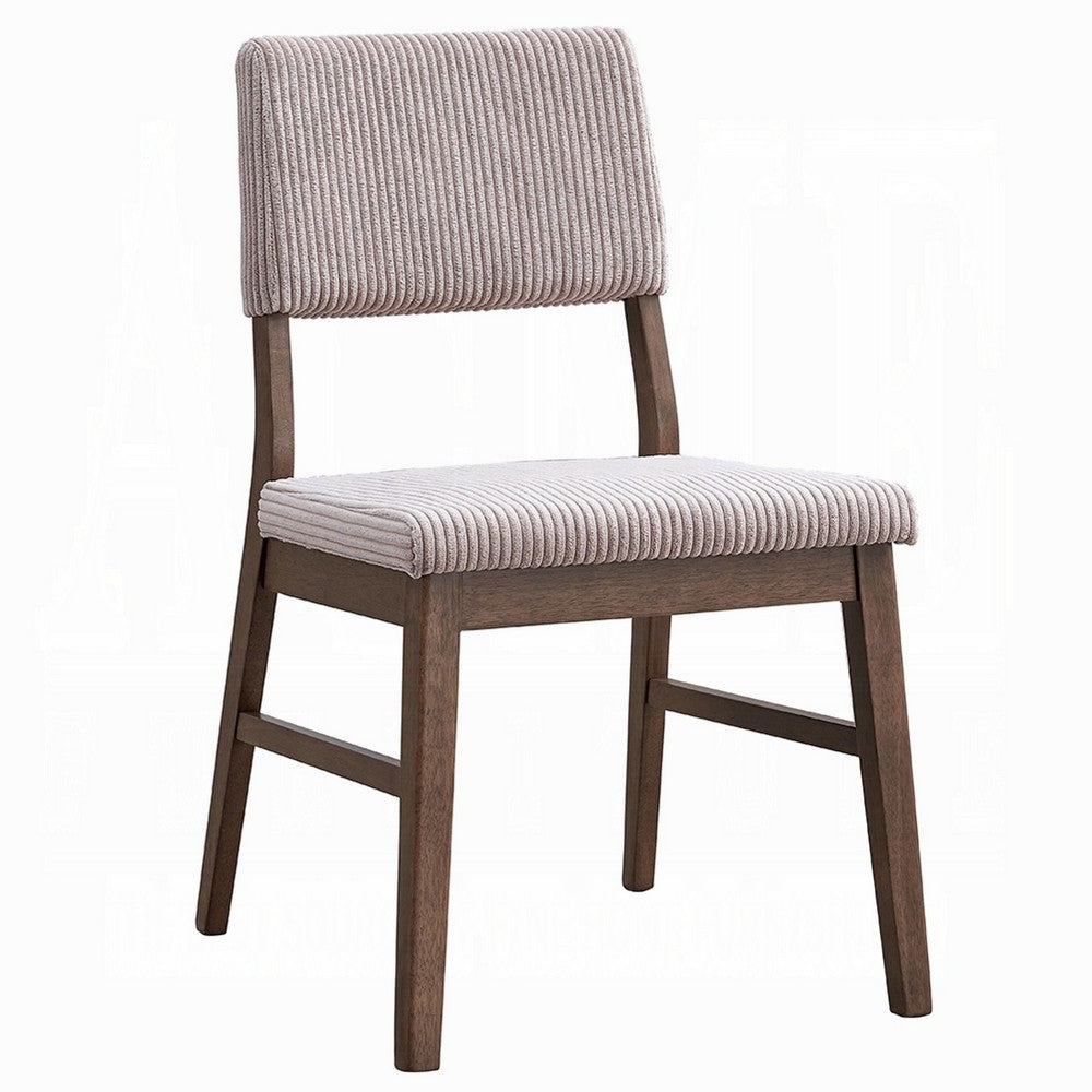 Koen Dining Side Chair Set of 2, Beige Corduroy Cushion, Walnut Brown -BM333933