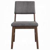 Koen Dining Side Chair Set of 2, Dark Gray Corduroy, Walnut Brown -BM333934