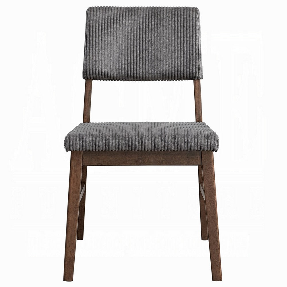 Koen Dining Side Chair Set of 2, Dark Gray Corduroy, Walnut Brown -BM333934