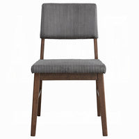 Koen Dining Side Chair Set of 2, Dark Gray Corduroy, Walnut Brown -BM333934