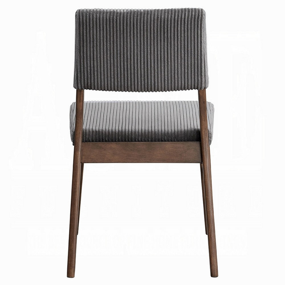 Koen Dining Side Chair Set of 2, Dark Gray Corduroy, Walnut Brown -BM333934