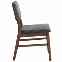 Koen Dining Side Chair Set of 2, Dark Gray Corduroy, Walnut Brown -BM333934
