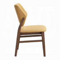 Nory Dining Side Chair Set of 2, Yellow Linen Cushioned, Walnut Brown -BM333935