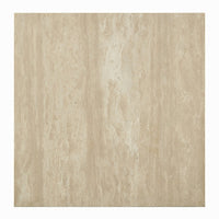 Lory Coffee Table, 35 Inch Square Travertine Top, Natural Wood Beige -BM333939