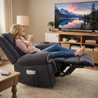 Seru Power Motion Lift and Recliner Chair, Heated Massage, Dark Gray -BM333943