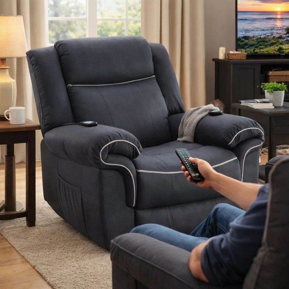 Seru Power Motion Lift and Recliner Chair, Heated Massage, Dark Gray -BM333943