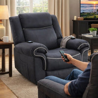 Seru Power Motion Lift and Recliner Chair, Heated Massage, Dark Gray -BM333943