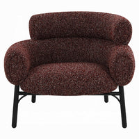 Meru Sofa Chair, Curved Back Maroon Red Tweed Fabric, Black Metal Legs -BM333945