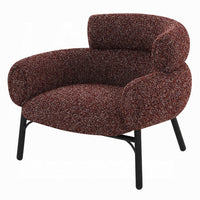 Meru Sofa Chair, Curved Back Maroon Red Tweed Fabric, Black Metal Legs -BM333945