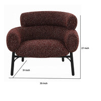 Meru Sofa Chair, Curved Back Maroon Red Tweed Fabric, Black Metal Legs -BM333945