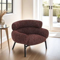 Meru Sofa Chair, Curved Back Maroon Red Tweed Fabric, Black Metal Legs -BM333945