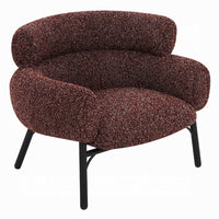 Meru Sofa Chair, Curved Back Maroon Red Tweed Fabric, Black Metal Legs -BM333945