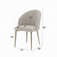 Geru Dining Side Chair Set of 2, Plush Padded Curved Back, Light Gray -BM333946