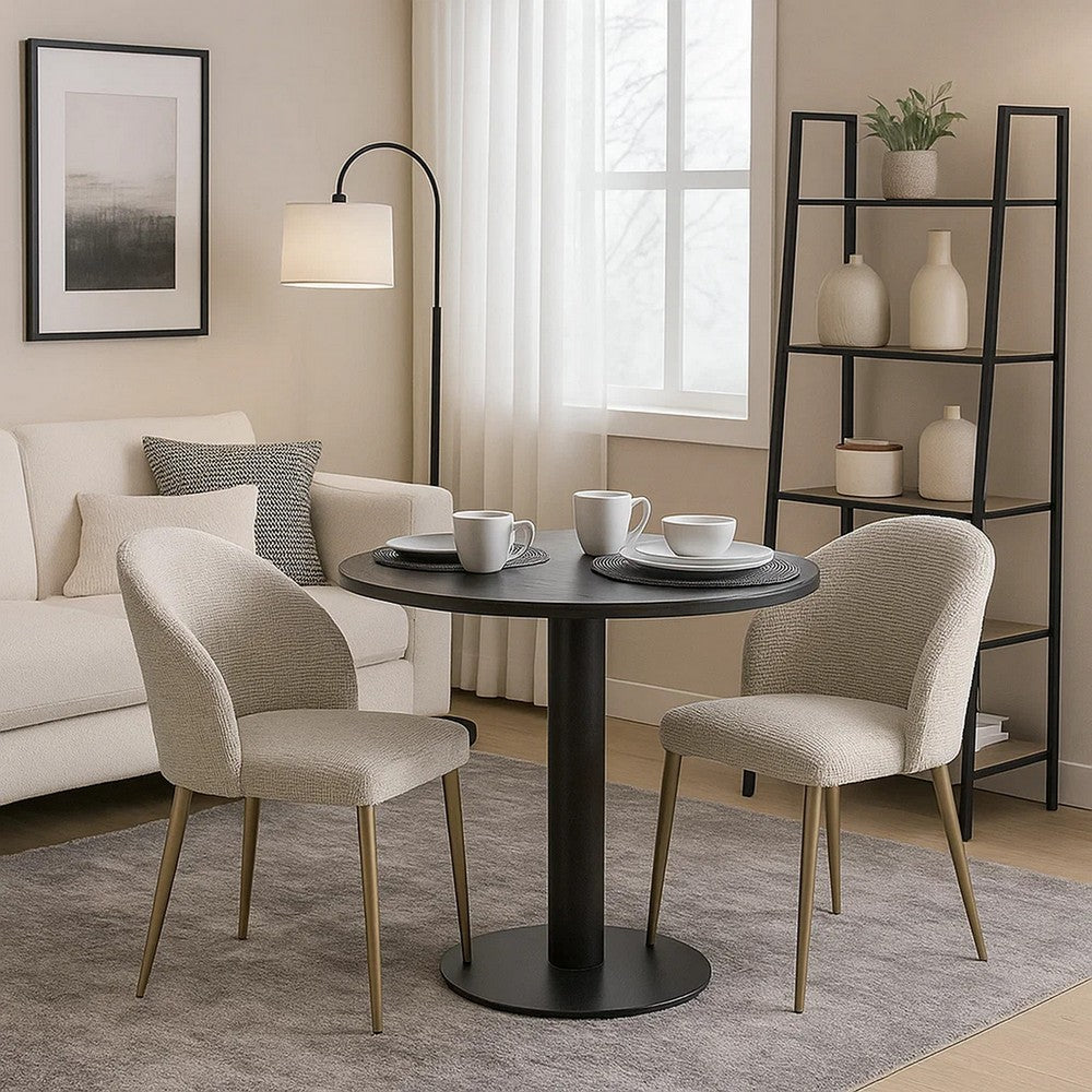 Geru Dining Side Chair Set of 2, Plush Padded Curved Back, Light Gray -BM333946