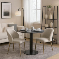 Geru Dining Side Chair Set of 2, Plush Padded Curved Back, Light Gray -BM333946