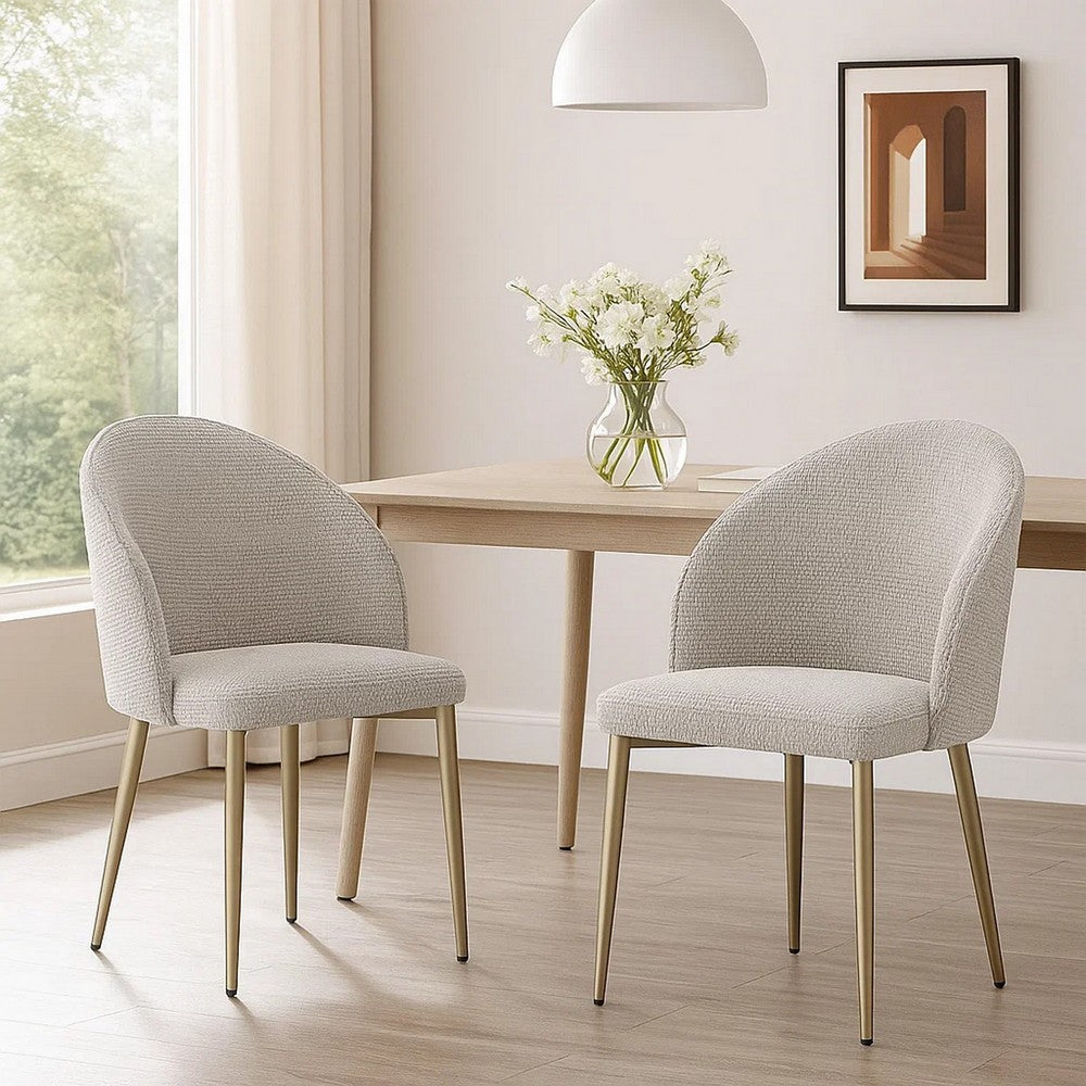 Geru Dining Side Chair Set of 2, Plush Padded Curved Back, Light Gray -BM333946