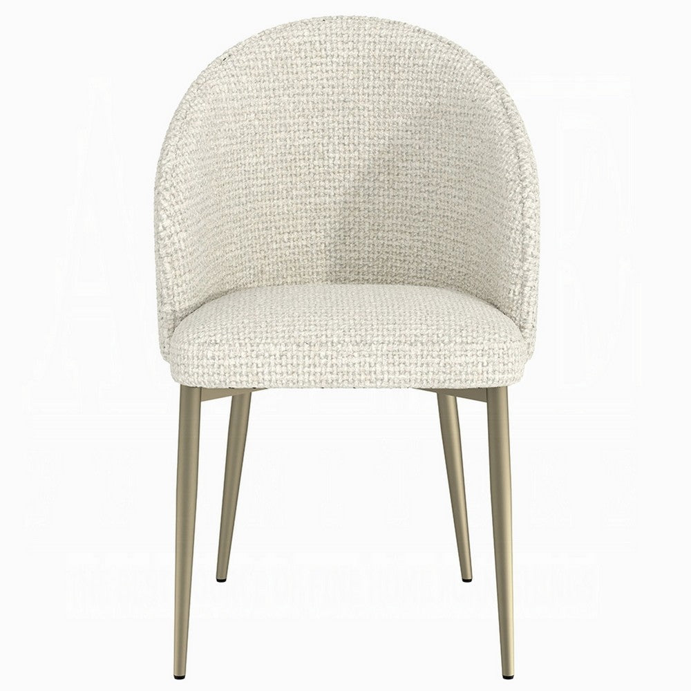 Geru Dining Side Chair Set of 2, Padded Curved Back Contemporary White -BM333947