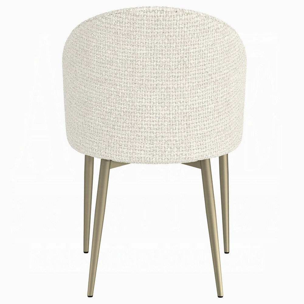 Geru Dining Side Chair Set of 2, Padded Curved Back Contemporary White -BM333947