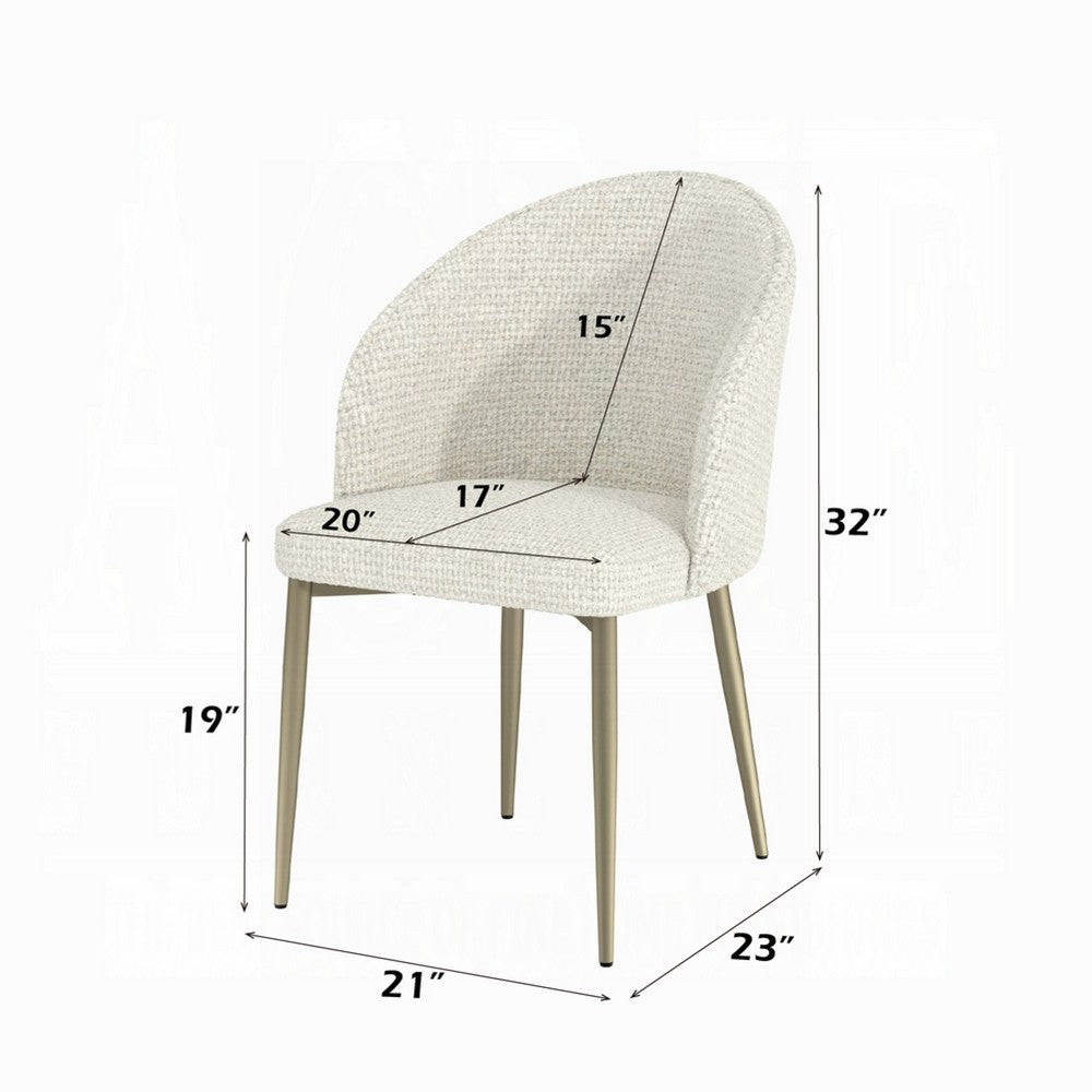 Geru Dining Side Chair Set of 2, Padded Curved Back Contemporary White -BM333947