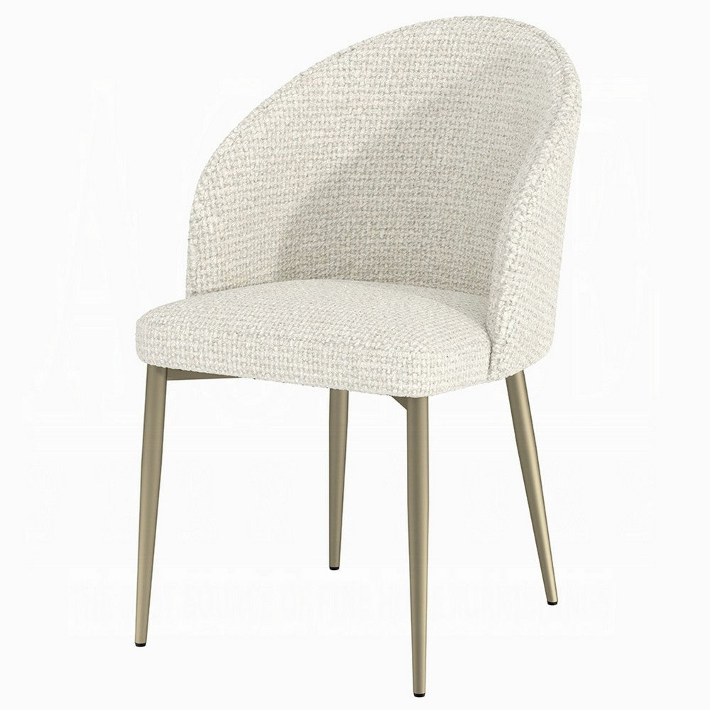 Geru Dining Side Chair Set of 2, Padded Curved Back Contemporary White -BM333947