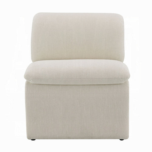 Kami Accent Chair, Curved Open Base, Armless Modern Ivory Boucle -BM333952