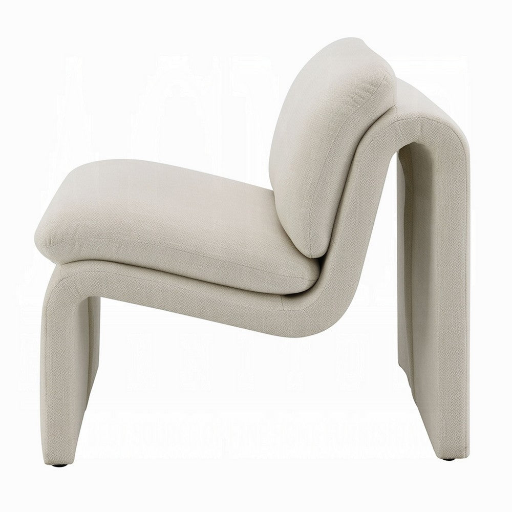Kami Accent Chair, Curved Open Base, Armless Modern Ivory Boucle -BM333952