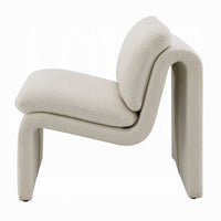 Kami Accent Chair, Curved Open Base, Armless Modern Ivory Boucle -BM333952