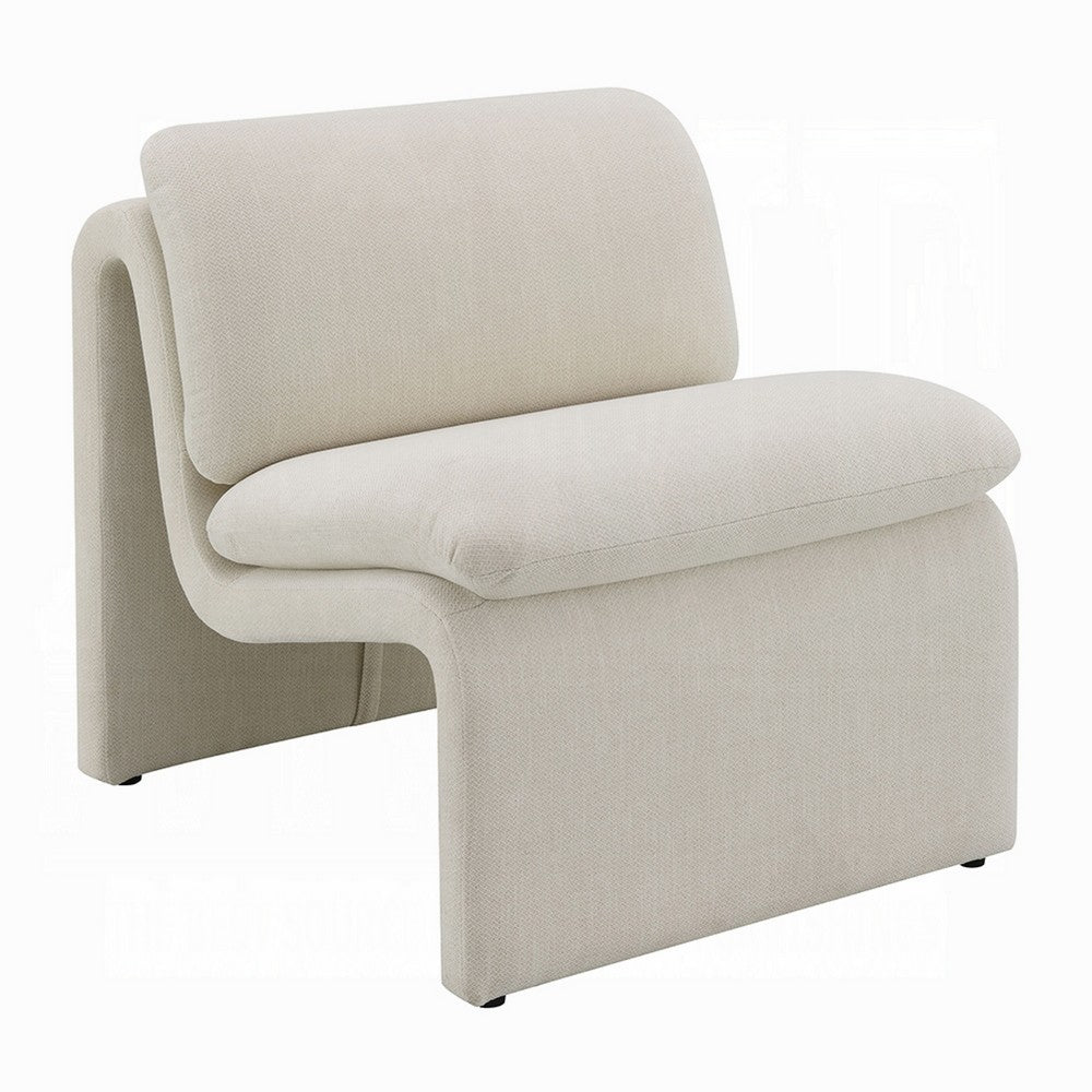 Kami Accent Chair, Curved Open Base, Armless Modern Ivory Boucle -BM333952