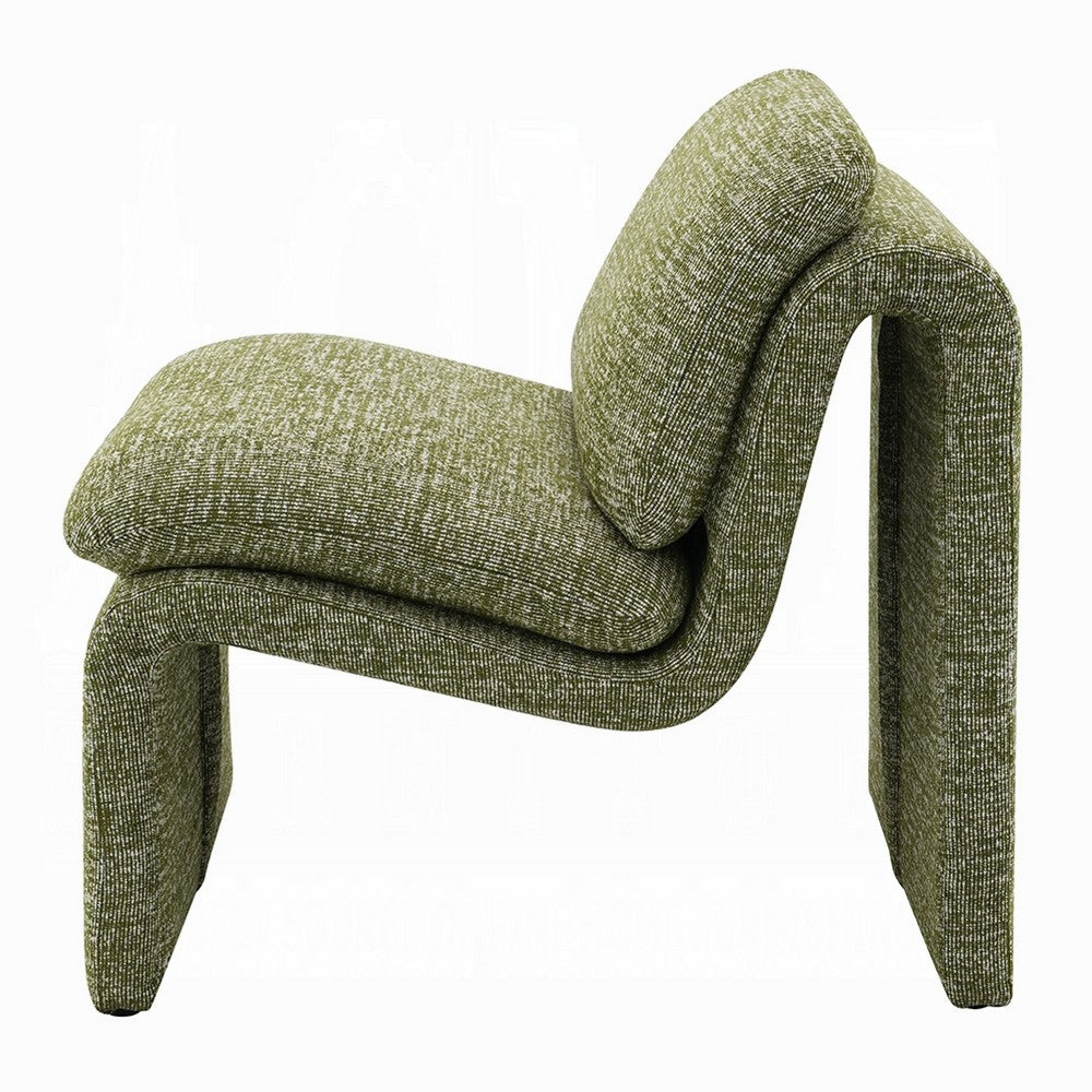 Kami Accent Chair, Curved Open Base, Armless Modern Green Boucle -BM333953