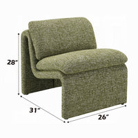 Kami Accent Chair, Curved Open Base, Armless Modern Green Boucle -BM333953