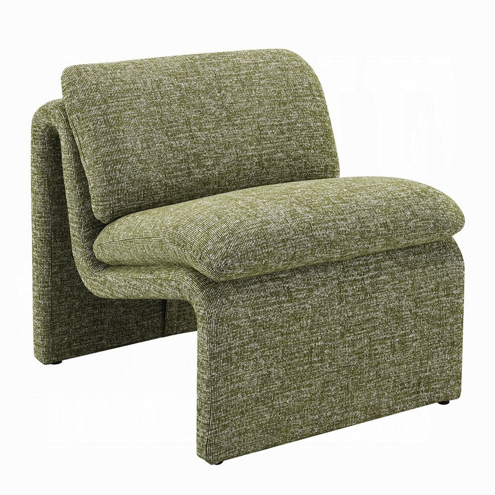 Kami Accent Chair, Curved Open Base, Armless Modern Green Boucle -BM333953